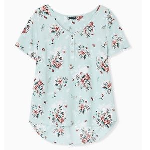 Torrid Mint Floral Georgette ButtonBlouse [Size 5]